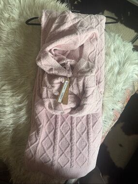 Skims Cozy Pink Diamond-Knit Hooded Sweater dress